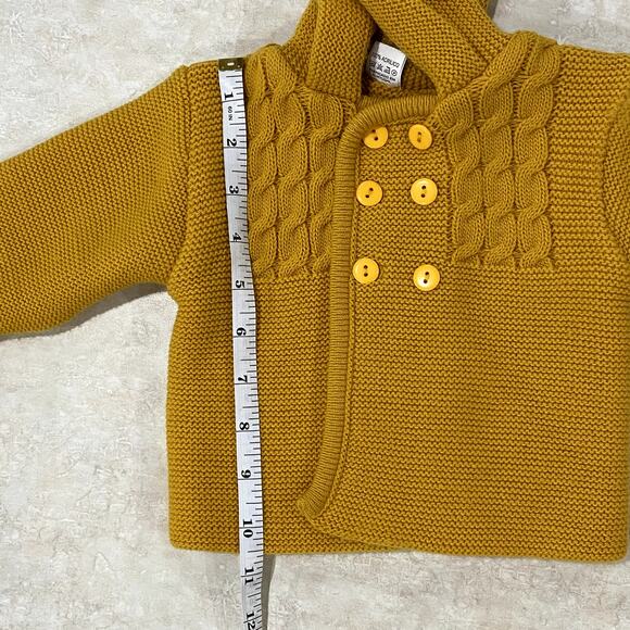 2 Knit Baby Hooded Jackets in colors yellow and red Size 12M - Picture 10 of 12